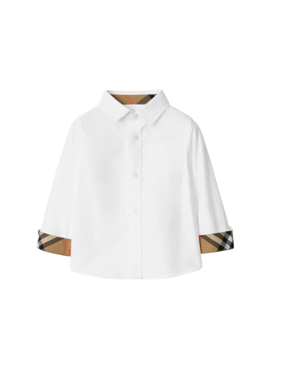 Camicia bianca baby con dettagli check Burberry