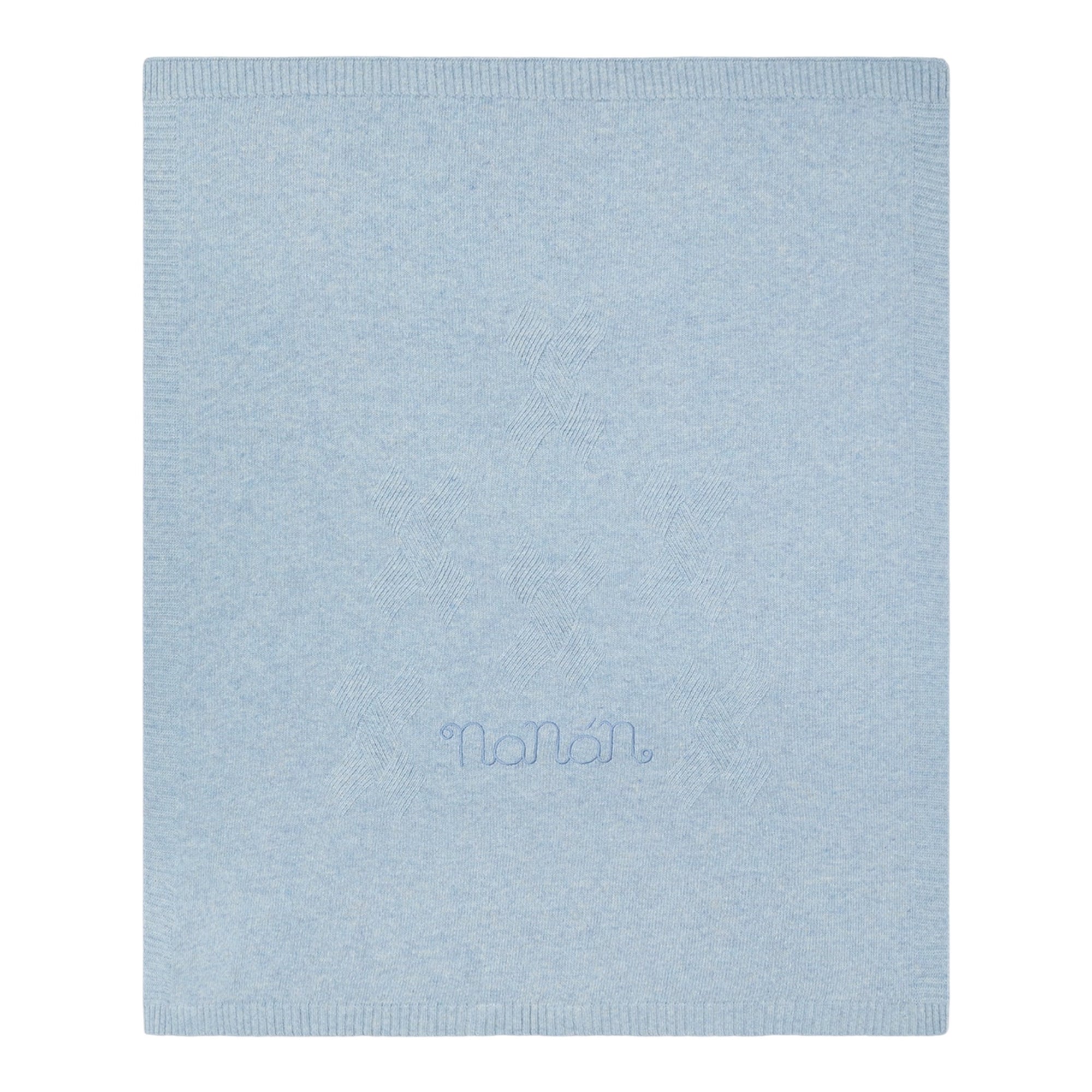 Coperta azzurra in filo misto cashmere con ricamo Nanan