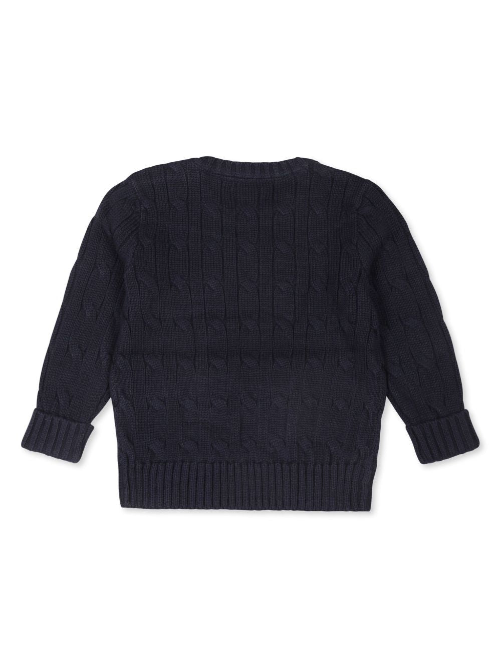 Maglione blu baby con logo Ralph Lauren cucito frontale