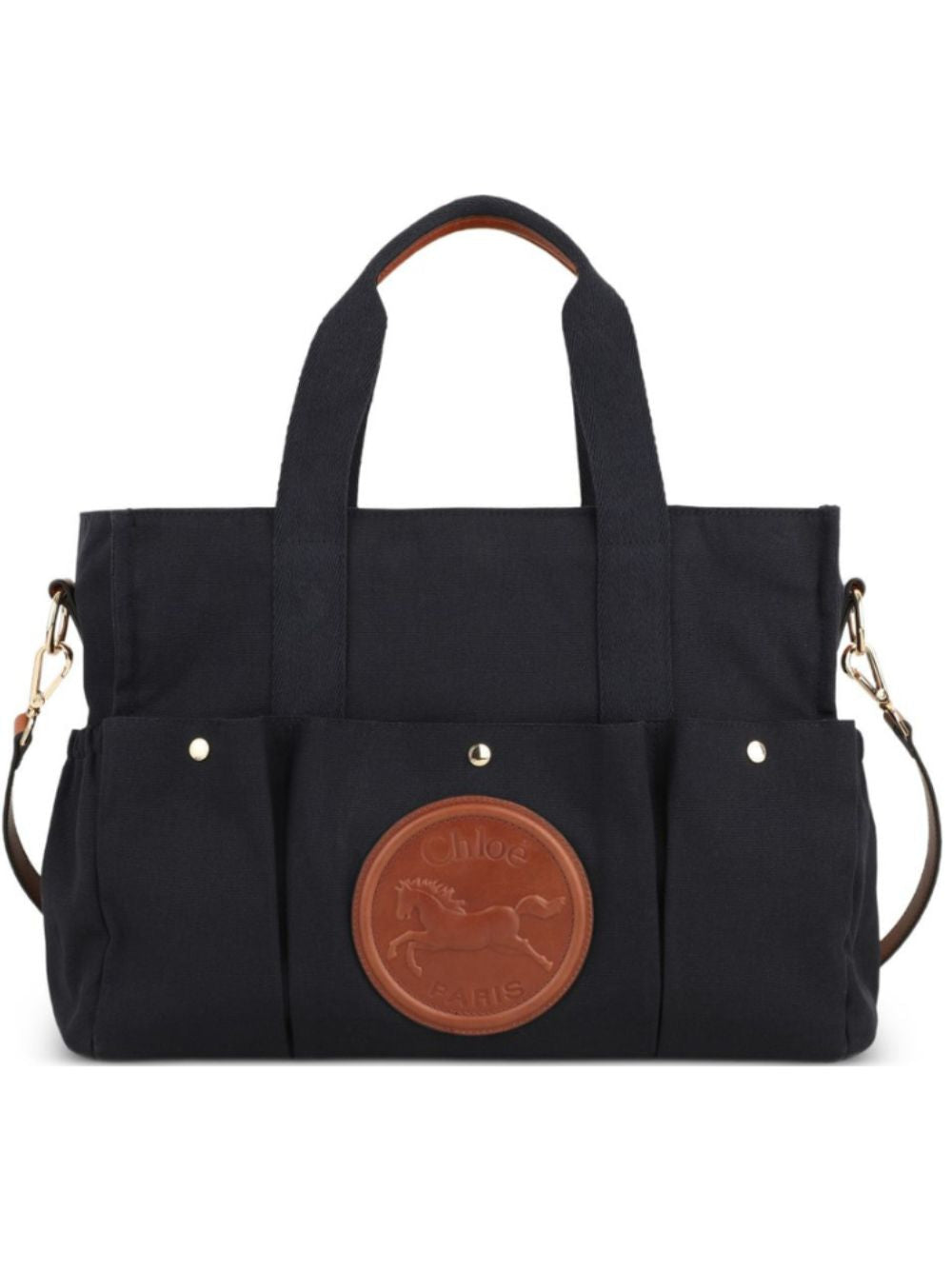 Borsa mamma blu con fasciatoio e dettagli logo Chloé