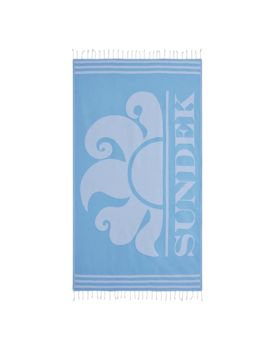 Telo mare azzurro con dettaglio logo Sundek