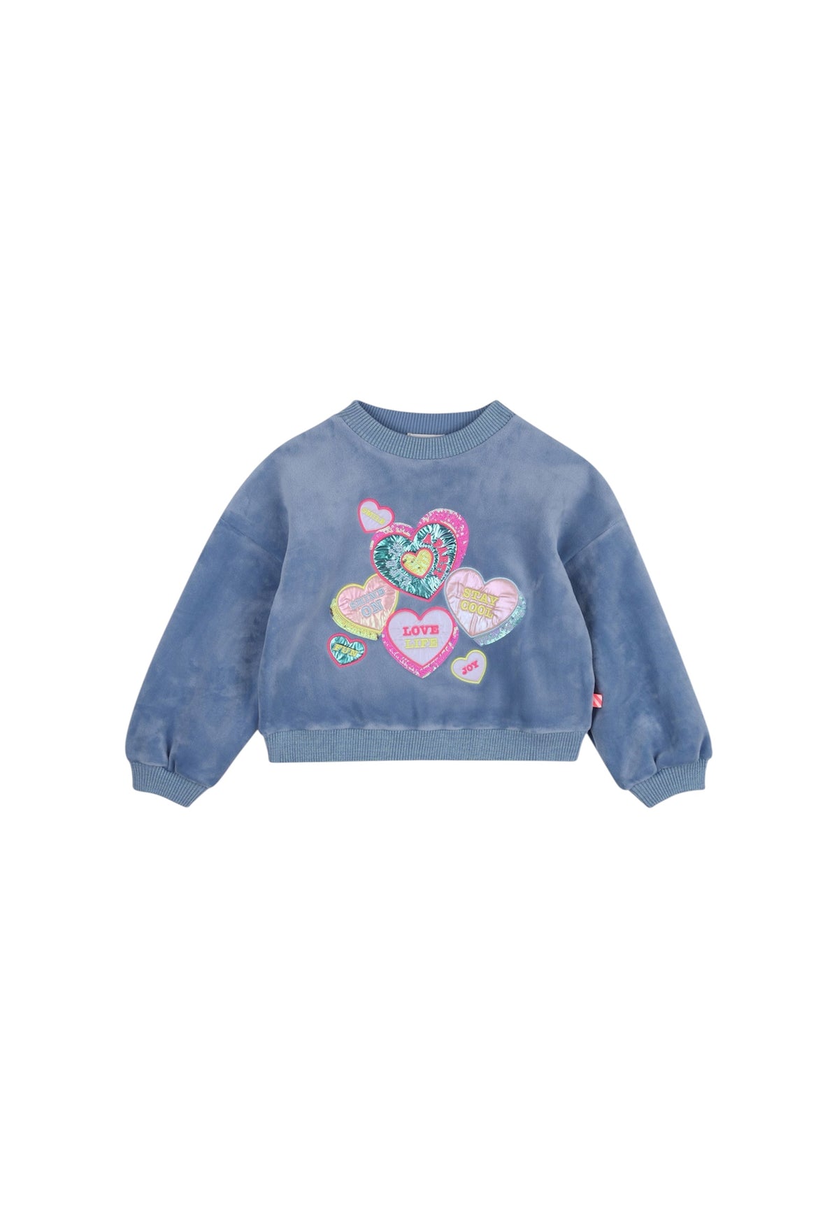Felpa in ciniglia azzurra con dettagli e paillettes Billieblush