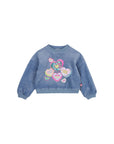 Felpa in ciniglia azzurra con dettagli e paillettes Billieblush