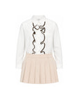 Abito in cotone bianco con ruches e dettaglio logo Fendi