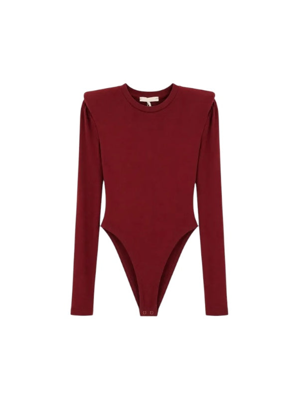 Body bordeaux elasticizzato con dettagli logo Lulu