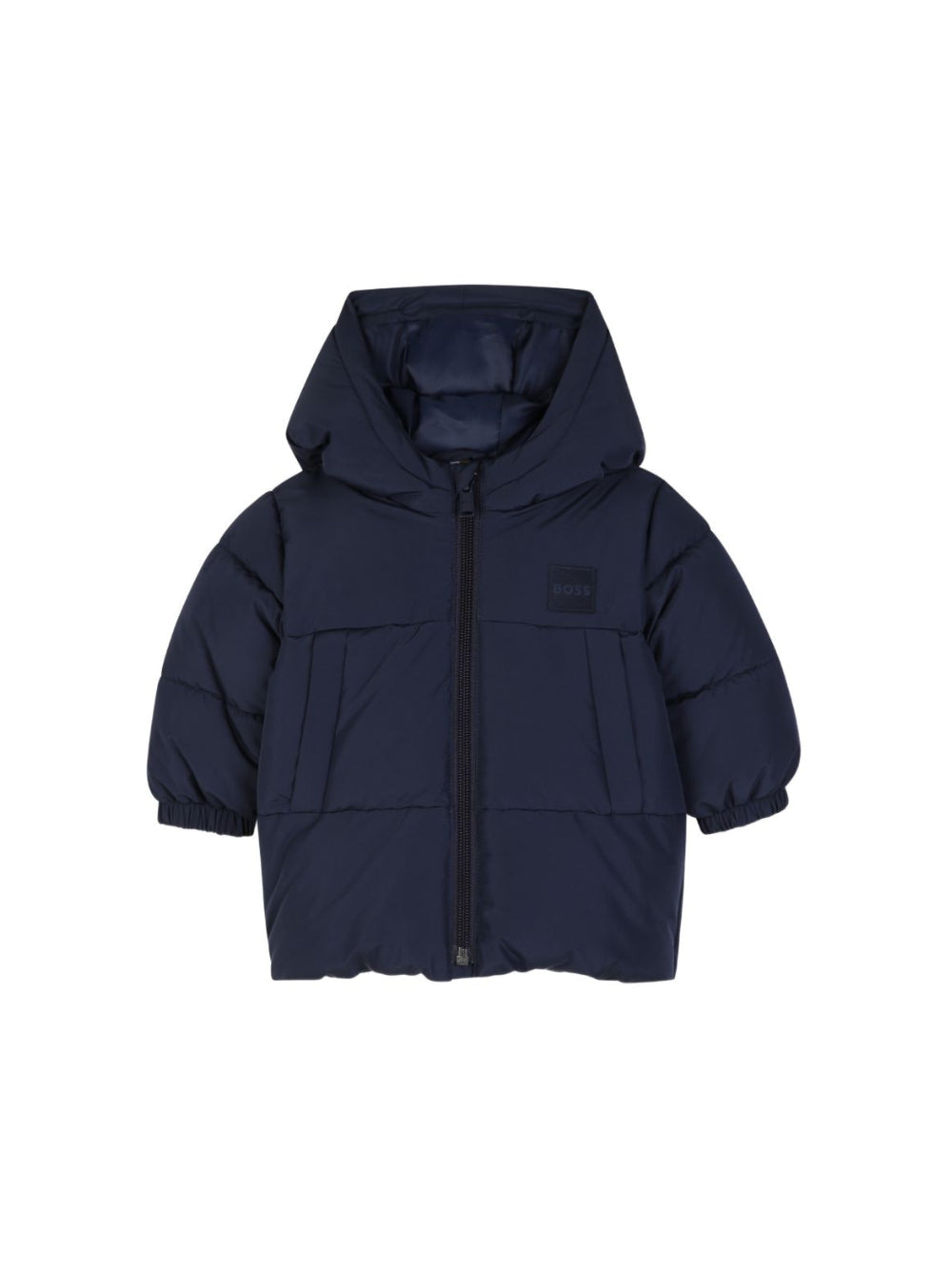 Piumino blu con patch logo Boss cucito frontale
