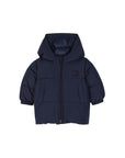 Piumino blu con patch logo Boss cucito frontale