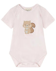 Body in cotone rosa con scoiattolo e logo Nanan