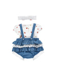 Pagliaccetto blu con dettagli cuciti Monnalisa