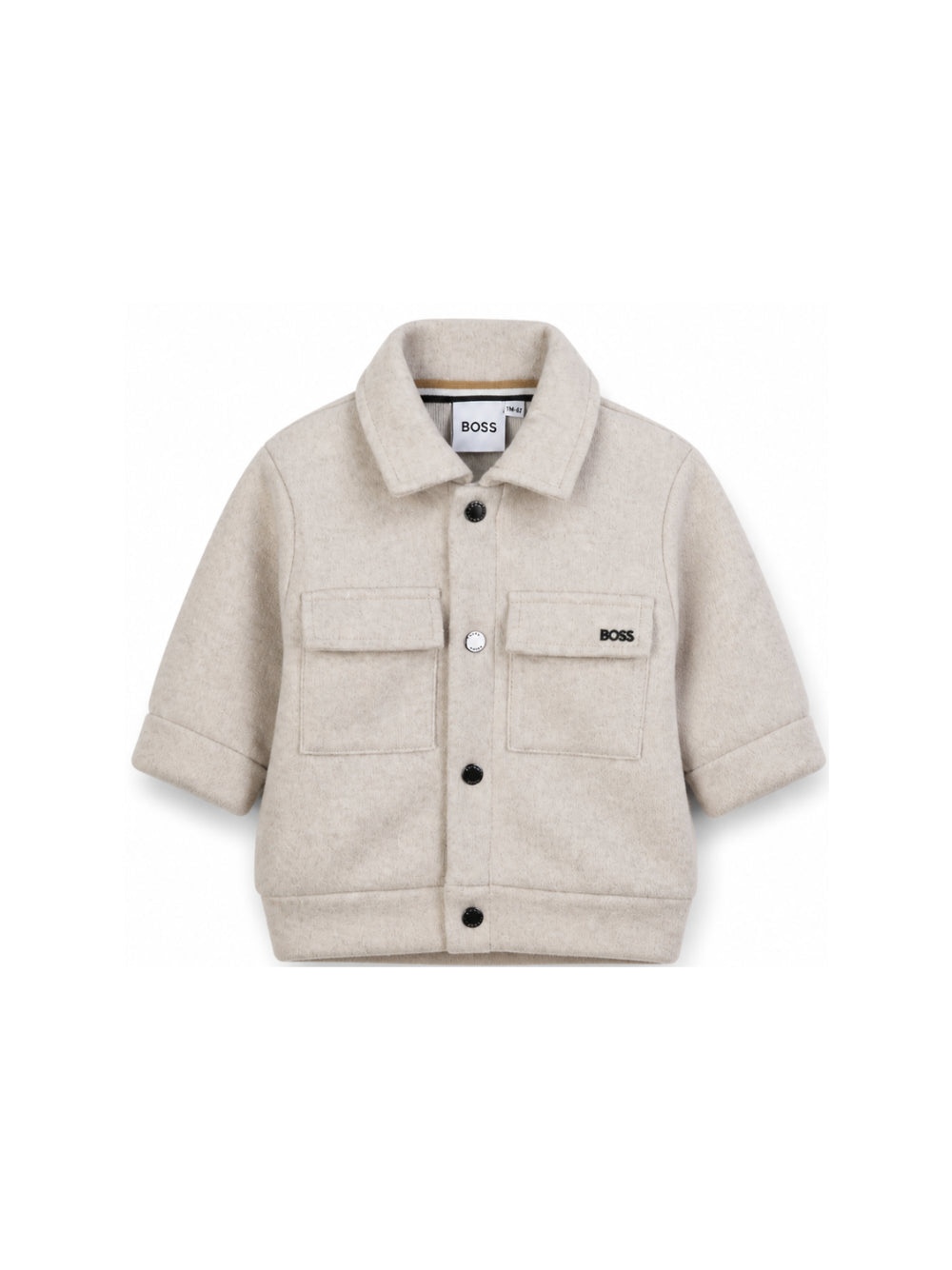 Giacca camicia in panno beige con logo in metallo Boss