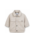 Giacca camicia in panno beige con logo in metallo Boss