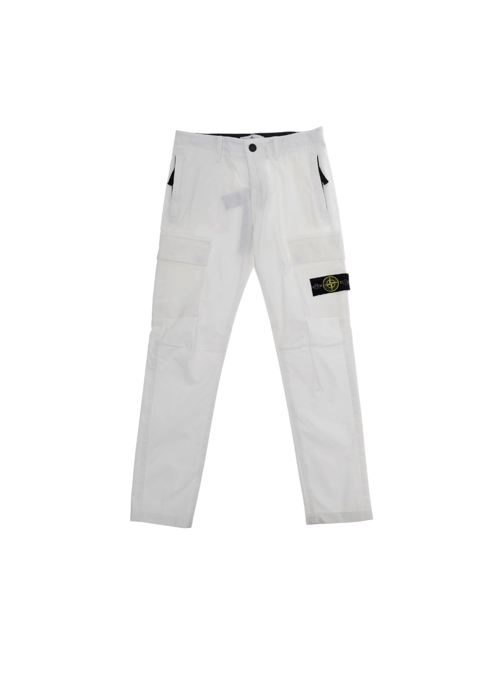 Pantalone bianco cargo con dettaglio logo Stone Island