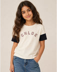 T-shirt panna con logo Chloé cucito a contrasto