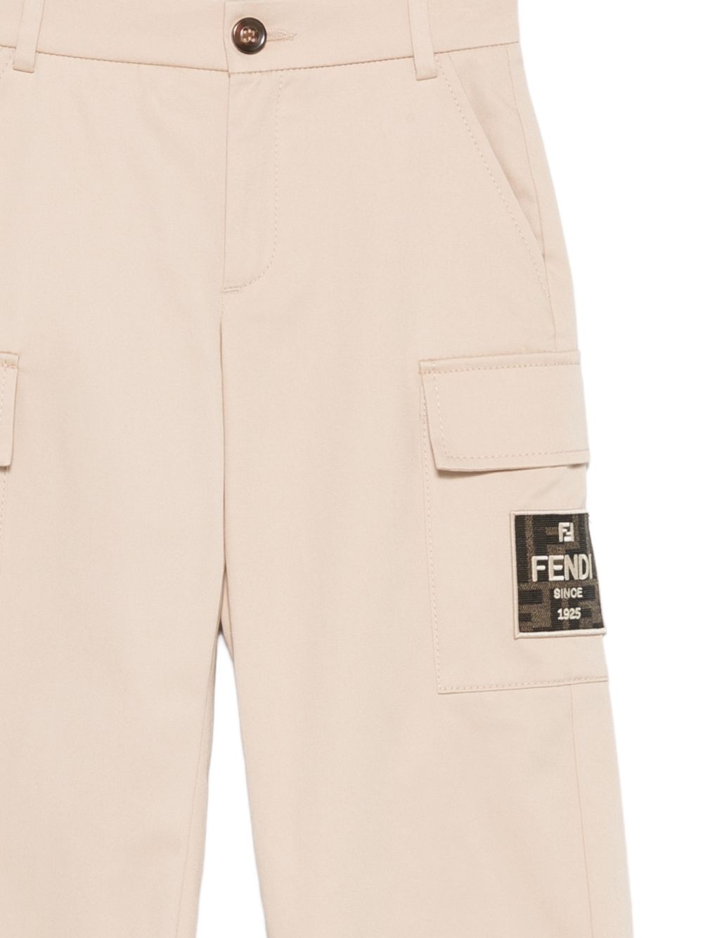 Pantalone beige con patch logo Fendi
