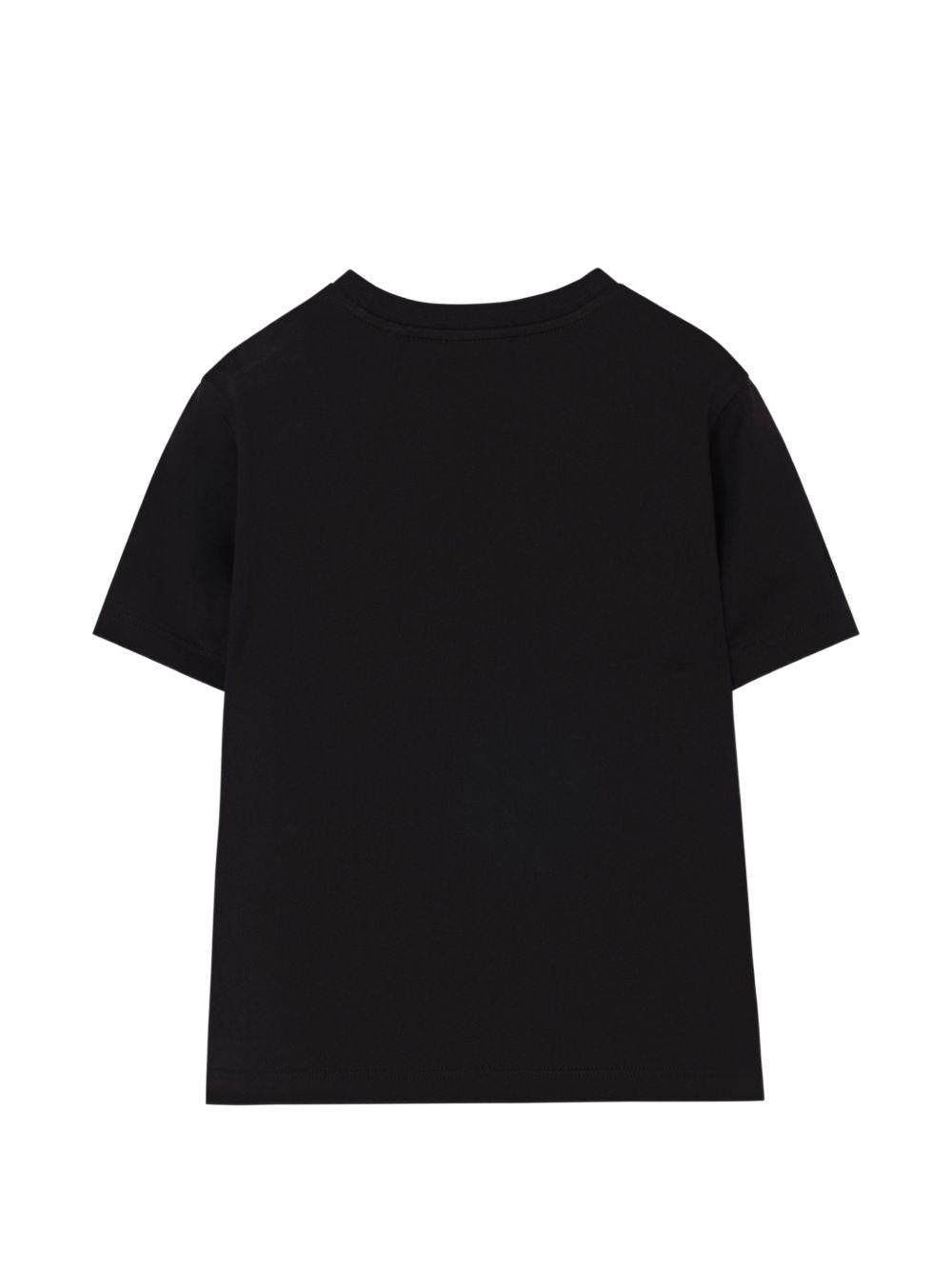 T-shirt nera con stampa logo Burberry frontale
