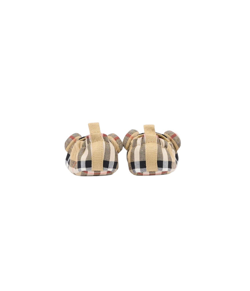 Scarpa culla beige con fantasia check Burberry