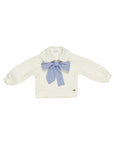Felpa bianca con fiocco a contrasto azzurro Miss Grant