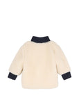 Felpa teddy panna con dettagli blu e logo stampa logo Timberland frontale