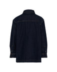 Giacca camicia in jeans blu con logo Boss applicato frontale