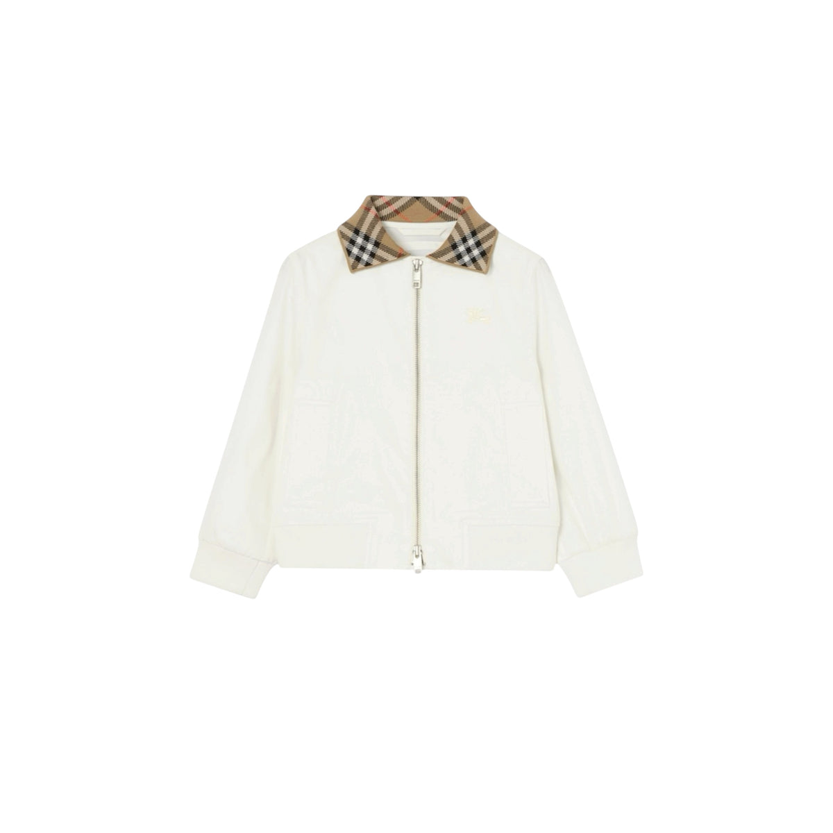 Felpa in cotone bianca con collo logato Burberry