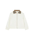 Felpa in cotone bianca con collo logato Burberry