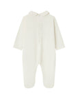 Tutina bianca con patch orsetto con fiocco e logo Nanan frontale