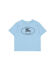 T-shirt baby azzurra con stampa logo Burberry frontale