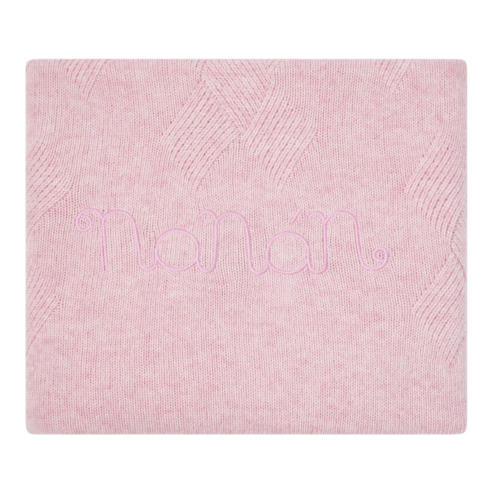Coperta rosa in filo misto cashmere con ricamo Nanan