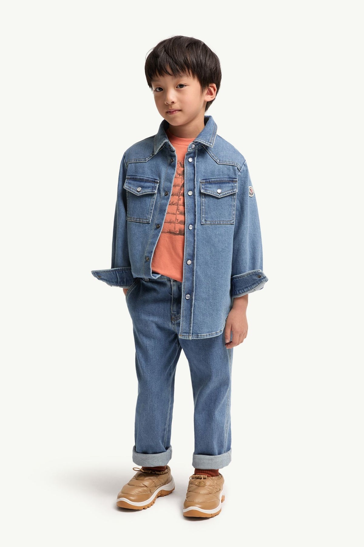 Camicia in jeans con dettagli patch Moncler