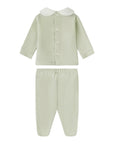 Completo 2 pezzi verde t-shirt e pantalone con patch orso Nanan