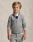 Maglione con zip e logo Ralph Lauren cucito frontale a contrasto