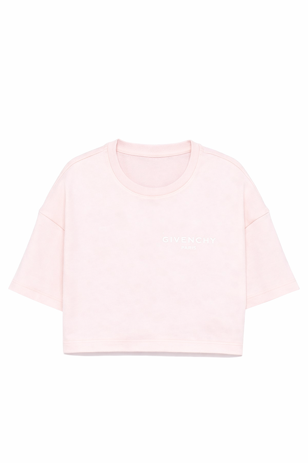 T-shirt rosa cropped con stampa logo Givenchy a contrasto