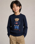 Maglione blu con logo ad intarsio Ralph Lauren