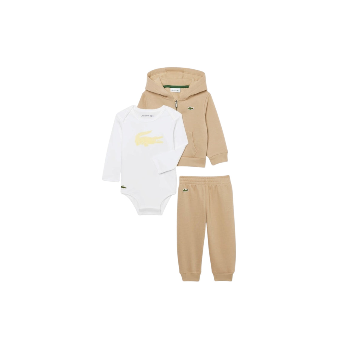 Completo tre pezzi beige con dettagli logo Lacoste