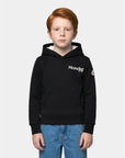 Felpa nera con logo Moncler cucito a contrasto frontale