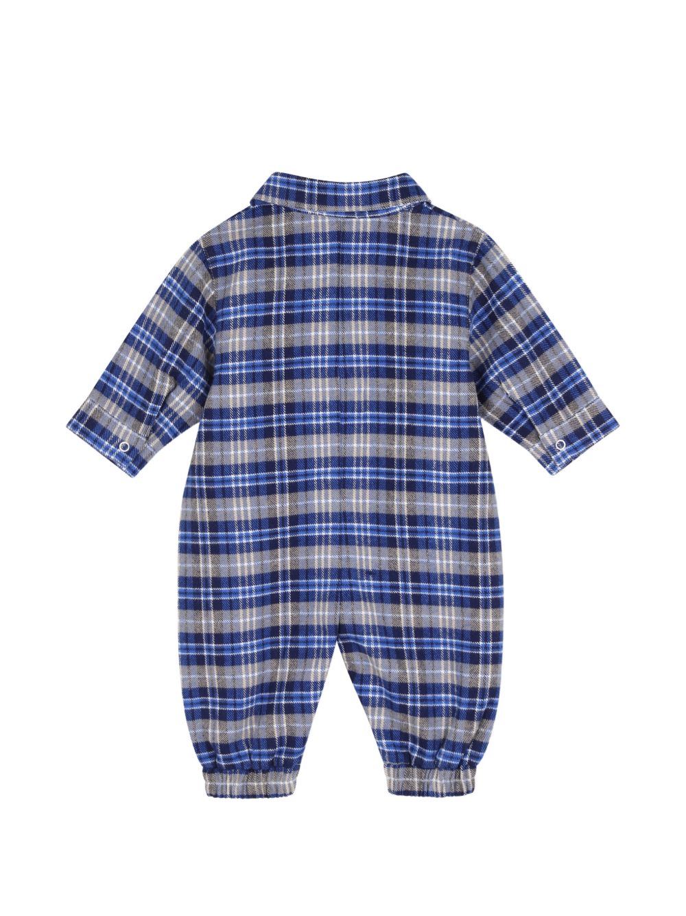 Tutina in flanella a quadri blu con dettagli logo Timberland