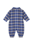 Tutina in flanella a quadri blu con dettagli logo Timberland