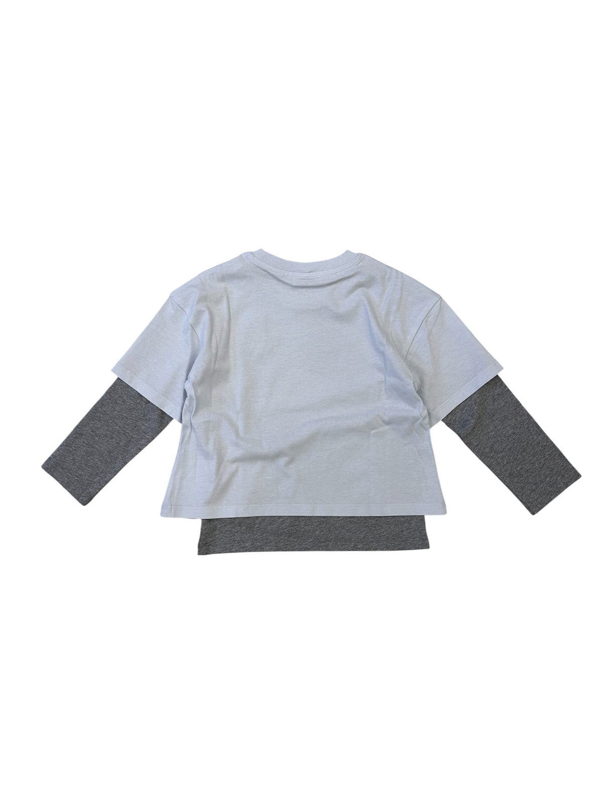 T-shirt a maniche lunghe azzurra e grigia con dettagli logo Moncler