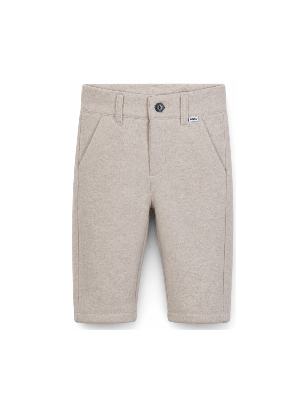 Pantalone in panno beige con dettagli logo Boss