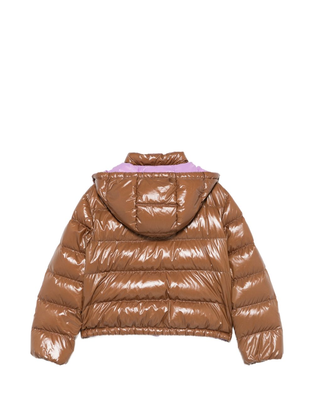 Giubbino New Andro marrone con dettaglio lilla e patch Moncler