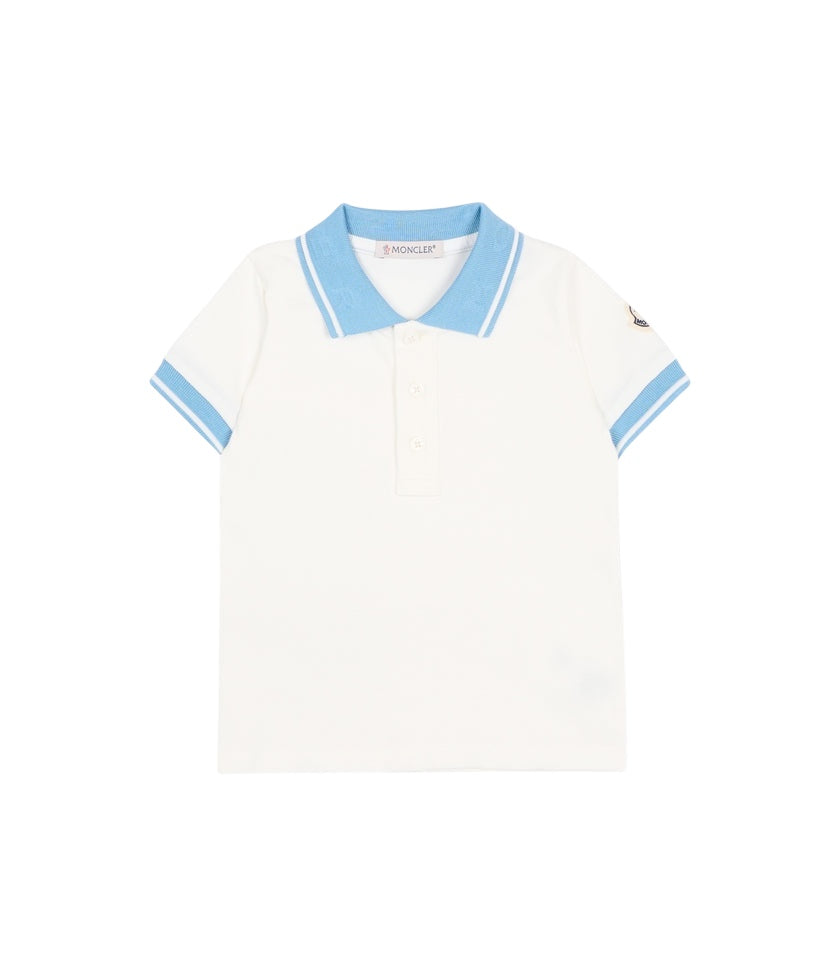 Polo bianca con dettagli logo Moncler