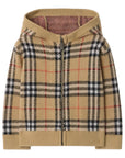 Cardigan baby con zip beige con logo check Burberry