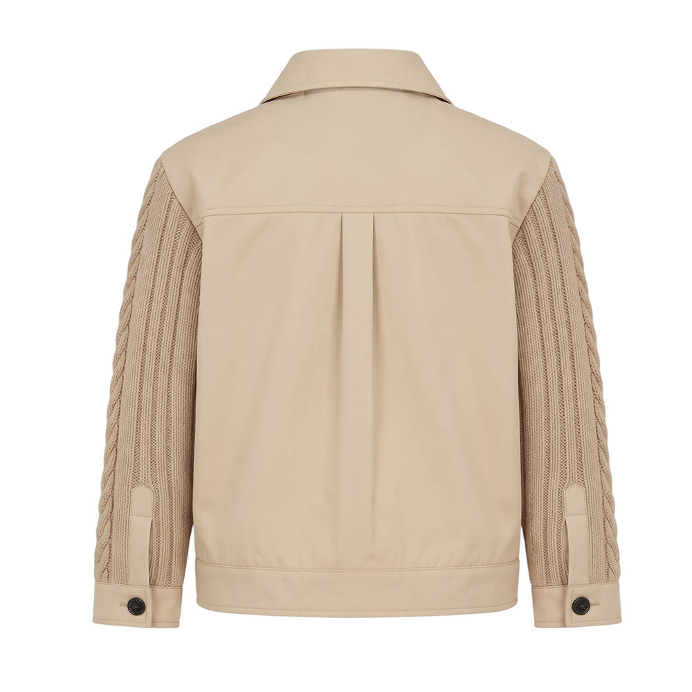 Cardigan giubbino beige con dettagli logo Fendi