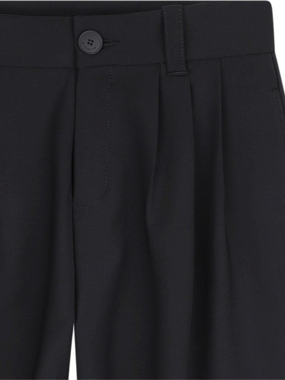 Pantalone in fresco lana nero con patch logo cucito Givenchy