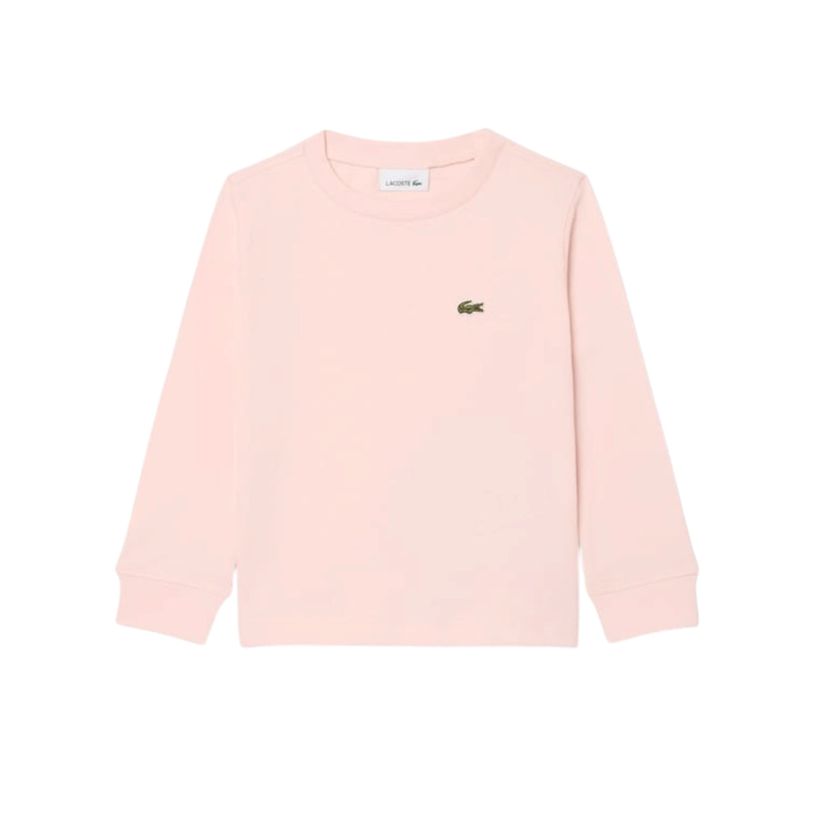 T-shirt manica lunga rosa con patch logo Lacoste