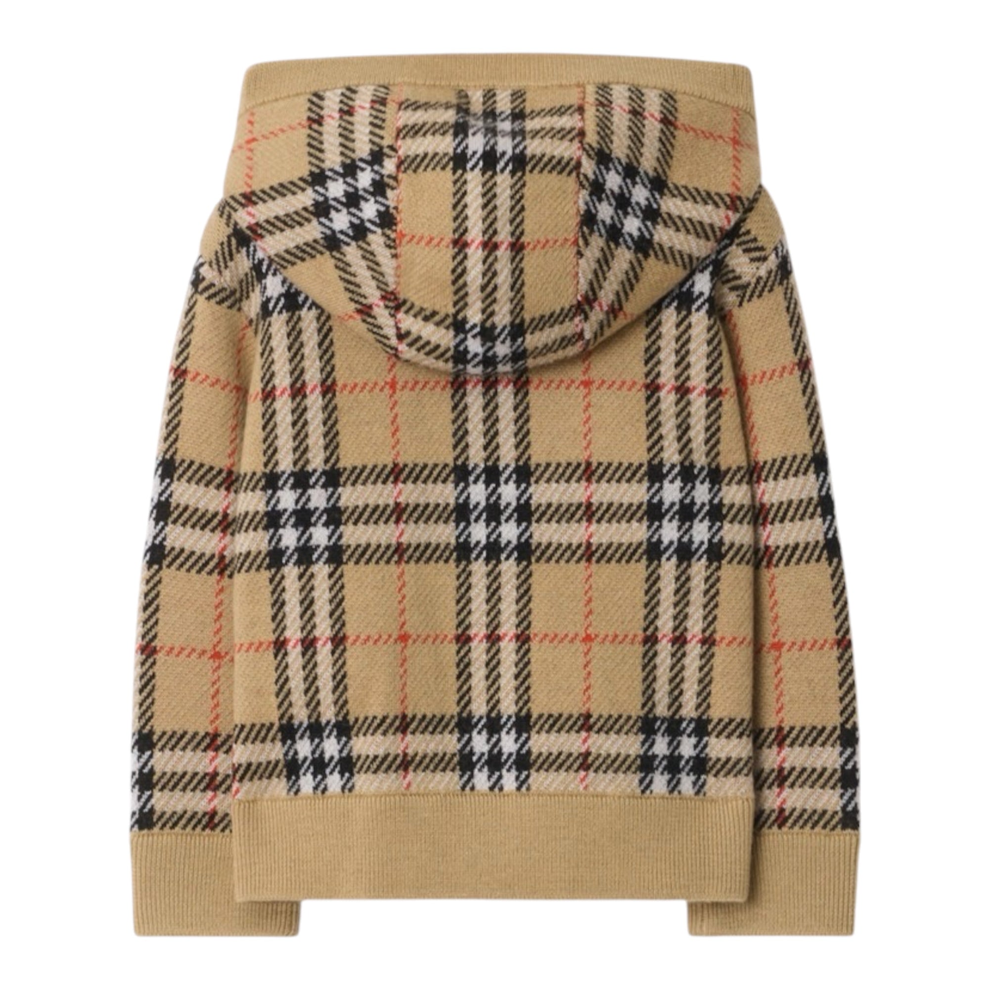 Cardigan baby con zip beige con logo check Burberry