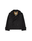 Trench nero cropped con dettagli logo Burberry