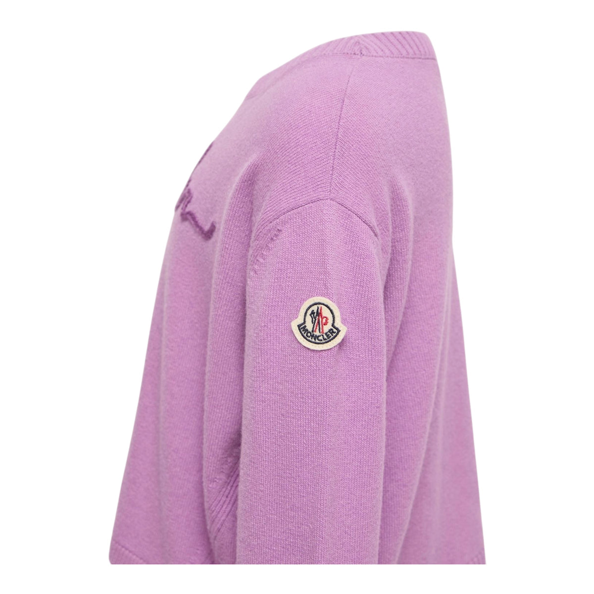 Maglione in misto cashmere viola con patch logo Moncler