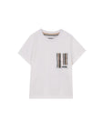 T-shirt bianca con taschino e logo cucito Boss