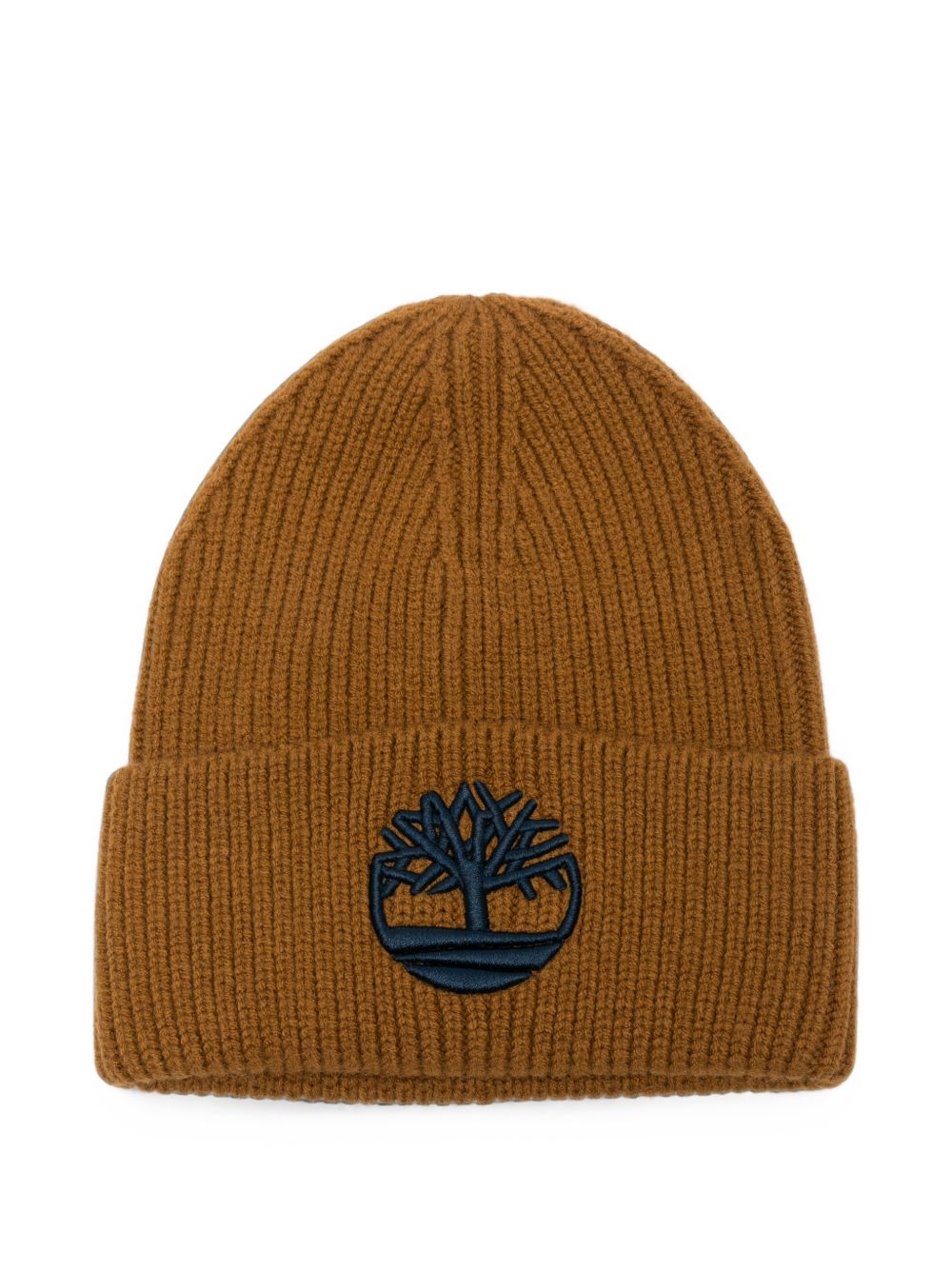Cappello marrone con logo Timberland cucito a contrasto blu